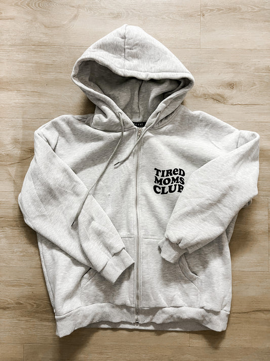 'Tired Moms Club' Zip Up Hoodie