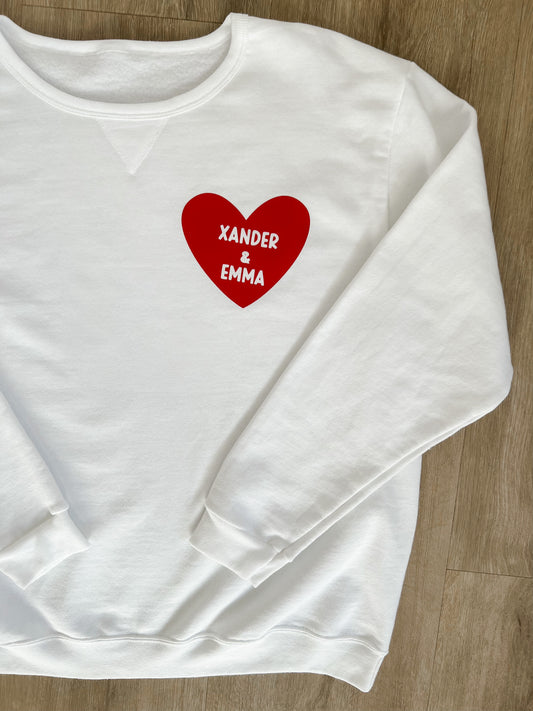 Personalized Heart Crewneck Pullover